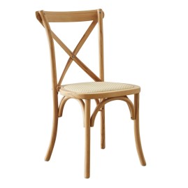 Silla Cross De Madera Asiento Esterilla De Rattan Pr...