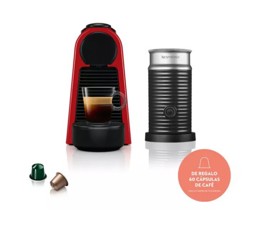 Cafetera Nespresso Essenza Mini D 19b + Espumador Aeroccino Rojo